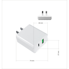 Quick Charging EU/UK/US/CN Plug QC/PD Wall Charger 18W USB + Type-C For Smartphone Home /Travel Adapter